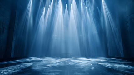 Wall Mural - Stage with a cascade of light beams