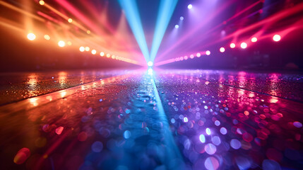 Wall Mural - 
Vibrant disco lights reflecting off a shiny surface