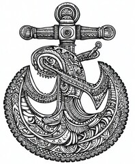 Canvas Print - An intricately designed anchor with decorative patterns and details.