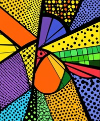 Wall Mural - Abstract colorful geometric design with varied patterns and shapes.