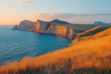 Canvas Print - Coastal Cliffs at Sunset