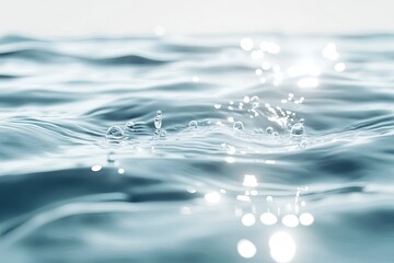 White water with ripples on the surface. Defocus blurred transparent white colored clear calm water surface texture with splashes and bubbles. Water waves with shining pattern texture background , ai