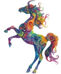 Canvas Print - A colorful, abstract unicorn with swirling patterns and vibrant hues.