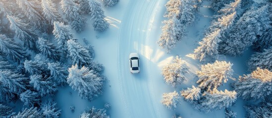 Canvas Print - Snowy Forest Road