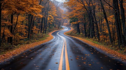 Poster - Autumn Road