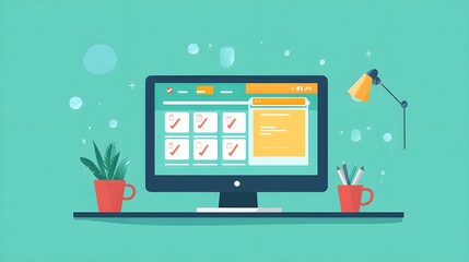 Wall Mural - flat design of an online booking system with intuitive date selection and service categorization