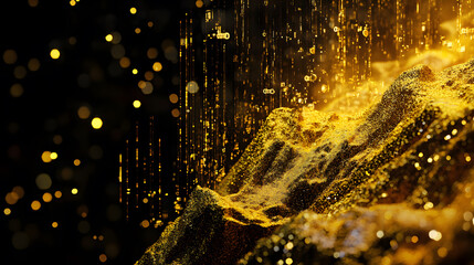 gold, gold production, and gold investment in a graphic background style