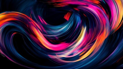 Aufkleber - Dynamic swirling lines in vibrant colors, creating a sense of movement and energy, dark background