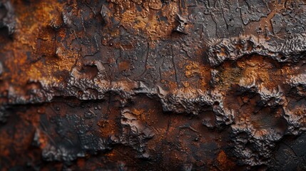 Wall Mural - A richly textured surface of old, corroded metal, with intricate patterns of rust