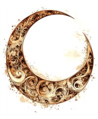 Wall Mural - A decorative crescent moon design with intricate swirls and patterns.