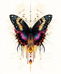 Wall Mural - A vibrant butterfly illustration featuring intricate details and colorful patterns.