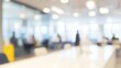 © 为轩 张 - Blurred office interior with people working, featuring a modern white and light blue color scheme with yellow accents. Ideal for a business concept banner, with soft lighting and a clean, contemporary
