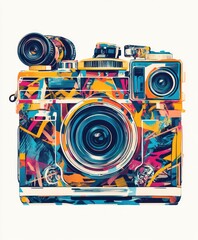 Sticker - A vibrant, artistic representation of a camera, showcasing creativity and photography.