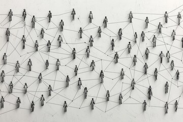 Simple people shapes connected by lines created with Generative AI