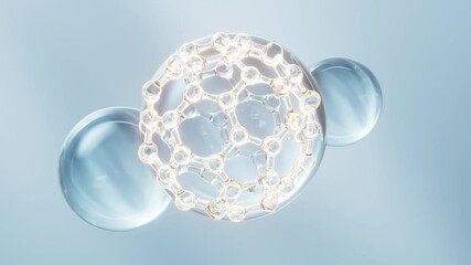 Wall Mural - Molecule and water bubble, 3d rendering.