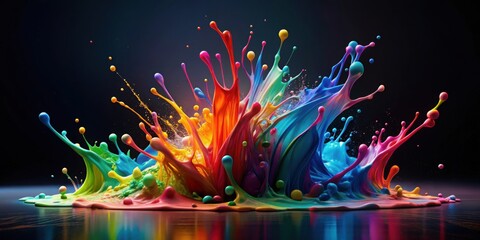 Abstract splash of color paint on dark background, creating a unique and eye-catching pattern , watercolor, art, creativity