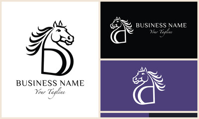 Wall Mural - line art horse letter b logo