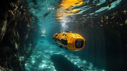 Canvas Print - autonomous underwater drones explore ocean depths discovering new species uncovering secrets of eart
