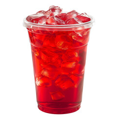 Wall Mural - Red Liquid with Ice in Plastic Cup