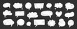 © Polina Tomtosova - Crayon talk speech balloon frame doodle vector. Hand drawn crayon doodle speech cloud bubble set. Chalk texture sketch text talk cloud balloon frame background. Vector illustration.