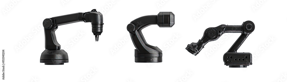 3d Printed Sculptures, Digital 3d Modeling Software Interface, Robotic Arm, Top View On. Isolated on a Transparent Background. Cutout PNG.