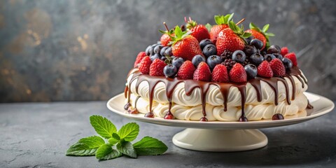 Wall Mural - Pavlova cake with whipped cream cheese