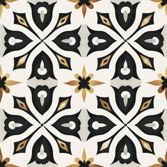 Poster - Black and gold tile pattern