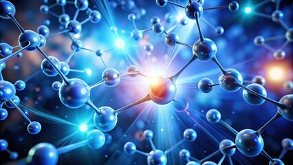 Abstract science background with glowing molecules and atoms, science, background, molecules, atoms, abstract