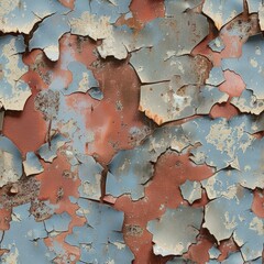 Canvas Print - Cracked blue and red paint