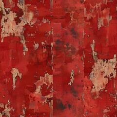 Canvas Print - Red paint peeling off wall