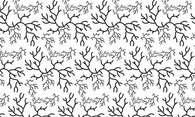 Sticker - Seamless pattern with black branches on white background. Vector illustration.