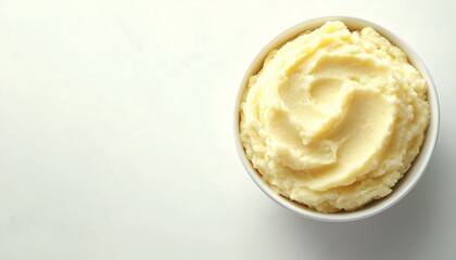 mashed boiled potatoes or steam peel on ceramic bowl in white table for real food healthy lifestyle