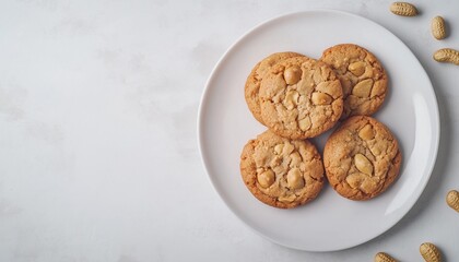 Peanut cookies snack delicious biscuit pastry butter crunchy on white plate