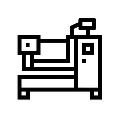 Wall Mural - A lathe machine icon symbolizing a versatile tool used in manufacturing for shaping