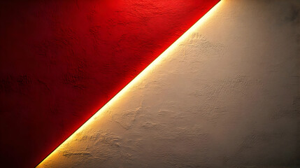 Wall Mural - Red and White Wall with Diagonal Light Strip