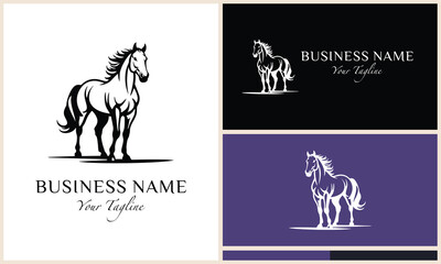 Sticker - line art horse letter b logo