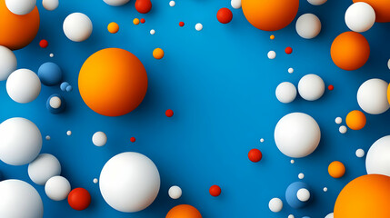 Poster - Abstract Blue Background with Orange and White Spheres