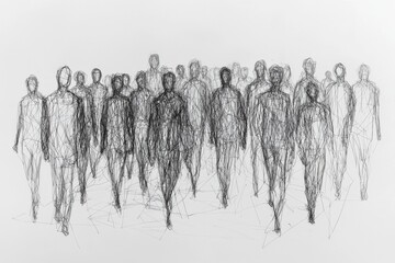 Simple people shapes connected by lines created with Generative AI