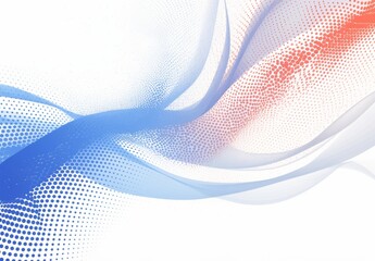 Abstract Halftone Background with Wavy Dots in Red and Blue Gradient on White