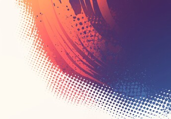 Wall Mural - Abstract Halftone Background with Wavy Dots in Red and Blue Gradient on White