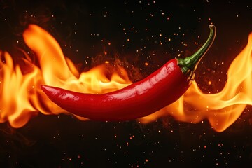 A red chili pepper engulfed in flames, representing extremely spicy food.







