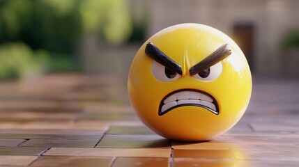 Angry yellow emoticon with furrowed eyebrows and gritted teeth