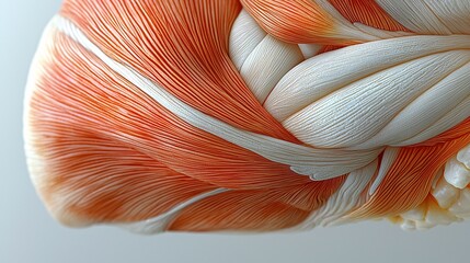 A detailed close-up of a human stomach, showing the muscle layers and natural contours, isolated on a clean background.