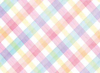 Cute Pastel Gingham Seamless Pattern Background with Soft Rainbow Colors and Copy Space Area for Dreamy Wallpaper Design