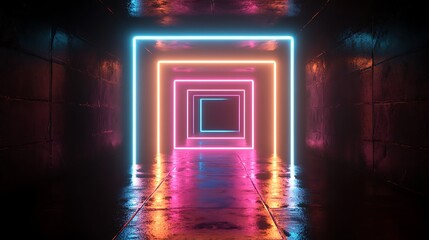 Wall Mural - Neon Light Square Frame