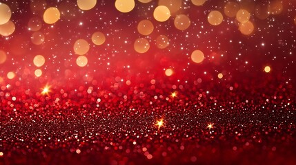 Poster - Sparkling Red Background with Golden Stars