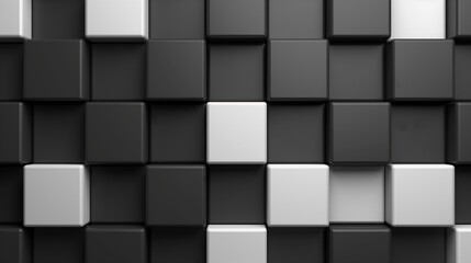 The arrangement features a grid of black and white squares created in a contemporary style, emphasizing the contrast and balance between the two colors - Generative AI