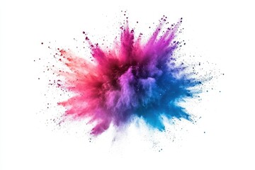 Colorful paint splashes, Colored powder explosion. Paint holi, Mix rainbow splash on isolated white background