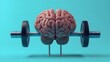 © Creative Art7 - 3D render of a human brain lifting weights, against a blue background