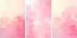 © PHOTOS  STORY - Set of Three Vector Pink Watercolor Background Banners with Space for Text on a White Background.